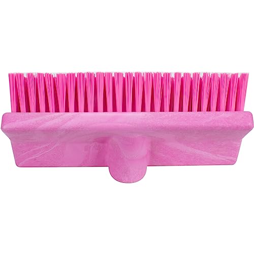 SPARTA 40423EC26 Plastic Floor Scrub Brush, Wall Brush, Equipment Brush With Nonabsorbent Bristles For Industrial Kitchens, Hospitals, Commercial Cleaning, 10 Inches, Pink, (Pack of 2) - color: Pink