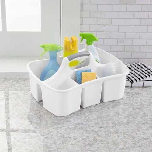 Multi-Purpose Plastic Cleaning Caddy, Shower Caddy Organizer/Storage Basket/Totes Portable for Bathroom Supplies, Cleaning Products, Under Sink Tool, Housekeepers (White)