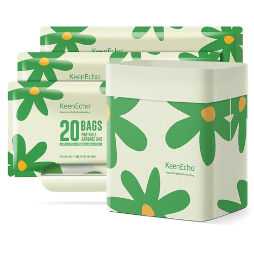 Disposable Car Garbage Bin Bags 60 PCS, Leak-proof Cleaning and Vomit Bags, Recycled HDPE, Easy Stick-On and Stand Design, Disposable Small Garbage Bags - color: Green 60 Count (Pack of 3)