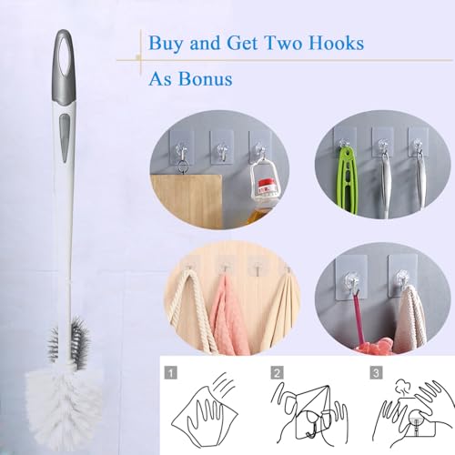 2 Pack Toilet Bowl Brush Without Holder for Bathroom, Under-Rim Double Brush Head, Long Handle Household Cleaning Brushes Set (2 Pack Grey Brush Without Holder) - color: 2 Pack Grey Brush Without Holder