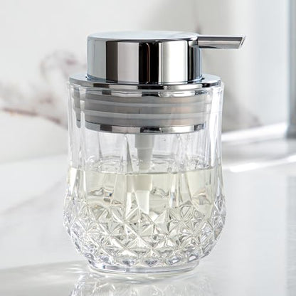 Glass Soap Dispenser,Bathroom Hand Liquid Soap Dispensers,Refillable Dish Soap Dispenser,Lotion Dispenser for Bathroom,Kitchen (Clear/Silver Liquid Pump) - color: Silver Pump-liquid