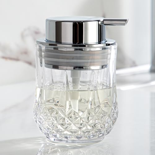 Glass Soap Dispenser,Bathroom Hand Liquid Soap Dispensers,Refillable Dish Soap Dispenser,Lotion Dispenser for Bathroom,Kitchen (Clear/Silver Liquid Pump) - color: Silver Pump-liquid
