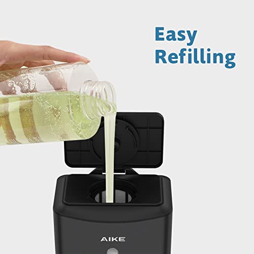 AIKE Automatic Soap Dispenser Commercial Wall Mounted Liquid Dispenser Matte Black Stainless Steel Finish 1100ml Large Capacity - color: Matte Black