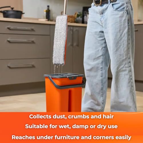 Macromax Premium Flat Tablet Mop - 8L Capacity for Wet & Dry Cleaning - Microfibre Mop with Washable Heads & Replacements - 180° Swivel Handle - Lock & Strap System for Hardwood, Tile & Laminate - color: Flat Tablet Mop
