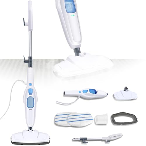 1500W Hot Steam Mop Floor Cleaner Electric Hand Held Steam Cleaner Multipurpose Handheld Cleaning Machines Detachable with Microfiber Pads For Cleaning Laminate Hardwood Marble Tile Floor Carpet