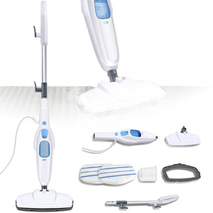 1500W Hot Steam Mop Floor Cleaner Electric Hand Held Steam Cleaner Multipurpose Handheld Cleaning Machines Detachable with Microfiber Pads For Cleaning Laminate Hardwood Marble Tile Floor Carpet