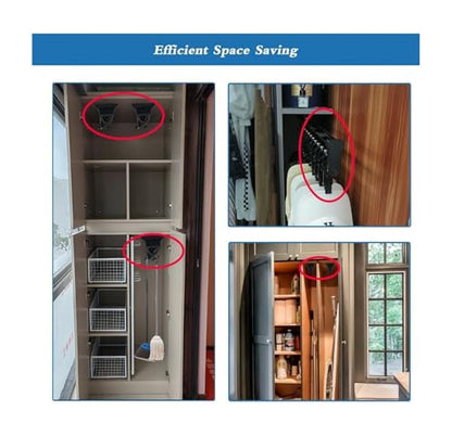 Pull Out Mop and Broom Holder Cabinet Organizer Heavy Duty Aluminum Slide Out Storage Rack with Adjustable Hooks for Kitchen Cabinet Cleaning Tools Pots Pans Closet Storage 31cm/12.2in - size: 31cm/12.2in