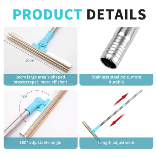 Carpet Rake for Pet Hair Removal - 5-Pcs Set Pet Hair Carpet Rake with Dog Hair Remover, Cat Hair Scraper Tool 55-Inch Adjustable Handle for Carpets, Rugs, Upholstery