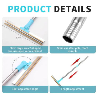 Carpet Rake for Pet Hair Removal - 5-Pcs Set Pet Hair Carpet Rake with Dog Hair Remover, Cat Hair Scraper Tool 55-Inch Adjustable Handle for Carpets, Rugs, Upholstery