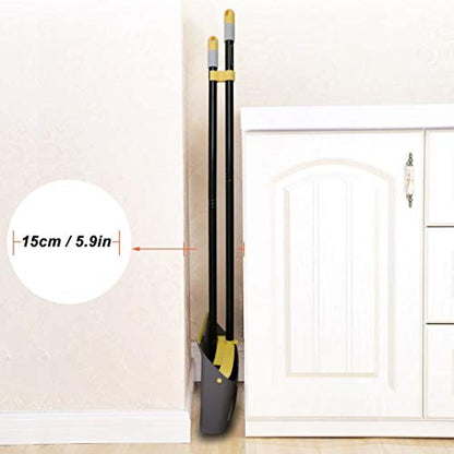 TreeLen Broom with Dustpan Combo Set,Stand up Dust Pans with Long Handle 40"/52" Broom and Dustpan Set for Home Kitchen Shop Indoor Commercial Heady Duty Upright Lobby Dustpan