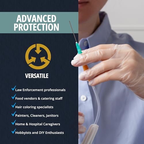 MED PRIDE Disposable Medical Grade Vinyl Exam Gloves, Latex & Powder Free, Ultra-Strong, for Healthcare & Food Handling (Medium (Pack of 100) 100 Clear) - size: Medium (Pack of 100)