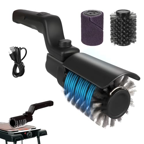 Upgraded Electric Grill Brush, Cordless Rechargeable Grill Cleaning Brush with Adjustable Angle, Stainless Steel Brush Head, 3-Speed Power, 90-Min Runtime, Waterproof Cleaner for BBQ Grates (Black) - color: Black