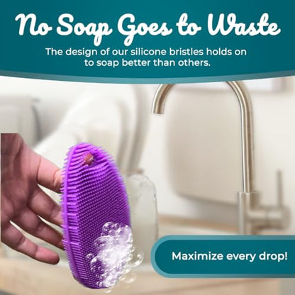 Food Grade Silicone Dish Scrubber - BPA-Free Kitchen Scrubbers for Dishes and Housecleaning (4-Pack Ovals) - color: 4 Ovals