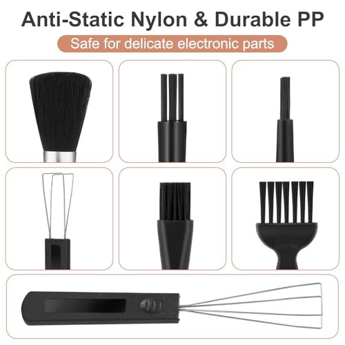 7 Pcs Keyboard Cleaning Kit with Keycap Puller Switch Puller Multifunctional Keycaps Removal Tool Mini Anti-Static Dust Brush Keyboard Key Remover for Computer Keyboards Motherboard Camera Small Space