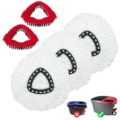 Mop Heads Replacement for Ocedar, Mop Replace Head for Ocedar EasyWring 1 Tank, Microfiber Spin Mop Refills, Include 3 Spin Mop Replacement Head Deep Cleaning Machine Washable with 2 Scrubber Mop Head - color: White