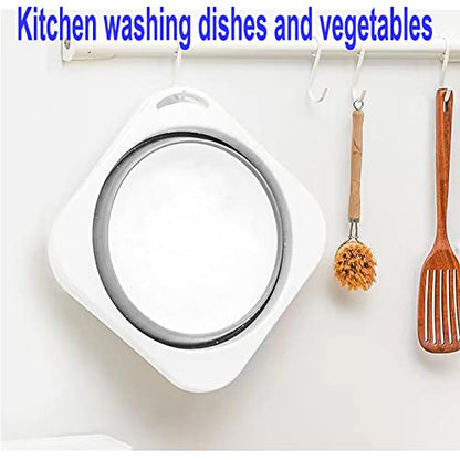 Collapsible Dish Tub Portable Sink, Wash Dish Basin 5L (1.4 Gallon) Set of 2, Kitchen Dishpan, Space Saving for Dorm Camping Fishing Travel and Bathroom - color: Grey + Blue 2 Pcs