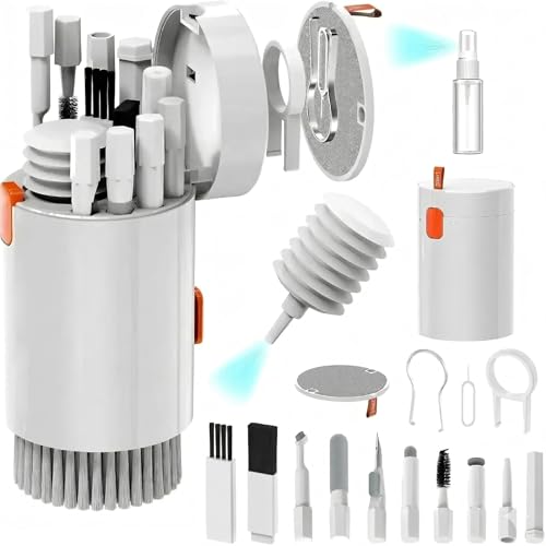 20-in-1 Electronics Cleaning Kit, Professional Keyboard Cleaner Kit with Retractable Brush, Earbud Cleaning Pen and Screen Cleaner for Keyboard, Computer, iPhone, Laptop, PC and Monitor - color: 20-in-1 White