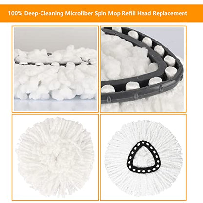 10Pack Spin Mop Replacement Heads,100% Microfiber Mop Head Replacement Compatible with Triangle Spin Mop, Easywring 1-Tank System, Easy Cleaning, Microfiber, Machine Washable - size: 10Pack