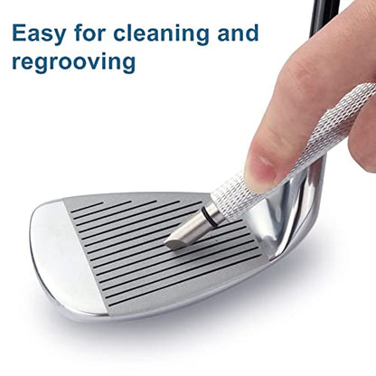 Bulex Golf Club Groove Sharpener, Re-Grooving Tool and Cleaner for Wedges & Irons - Generate Optimal Backspin - Suitable for U & V-Grooves - color: Silver