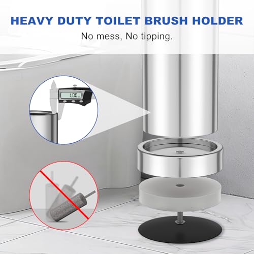 304 Stainless Steel Toilet Brush and Holder Set, Heavy Duty Toilet Bowl Brush and Holder with Removable Inner Bowl, Splash Protection, Long Handle for Bathroom - color: Chrome
