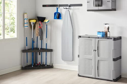 Rubbermaid Plastic Garage Corner Tool Tower Rack, Easy to Assemble, Organizes up to 30 Long-Handled Tools/Rakes/ Brooms/Shovles for Home/House/Outdoor/Sheds - style: Corner Tower