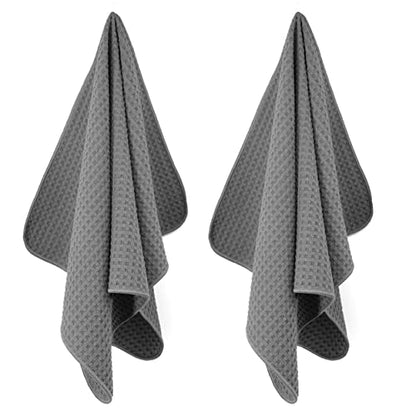 POLYTE Ultra Premium Microfiber Kitchen Dish Hand Towel Waffle Weave, 8 Pack (16x28 in, Gray) - color: Gray, size: 16x28 in