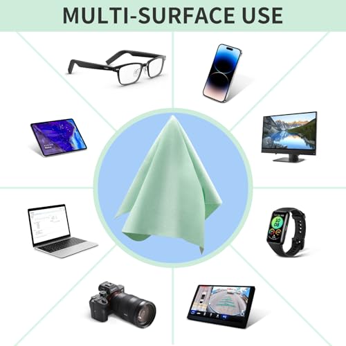 2-Pack Premium Microfiber Cleaning Cloths (10x8") - High-Density Ultra Soft Mint Green Cloths for Glasses, Phone Screens, Lenses, Scratch-Free & Lint-Free