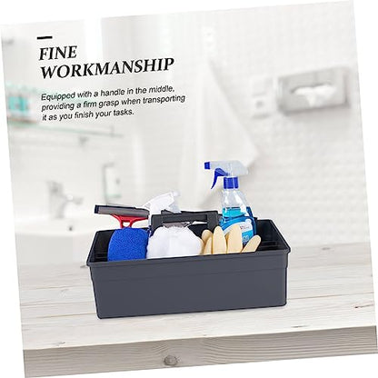 Happyyami Thick Plastic Cleaning Basket with Portable Handle Versatile Storage Organizer for Cleaning Tools and Supplies for Home and Office Use