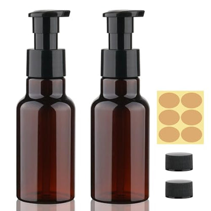 Pump Bottle Dispenser 4oz 2 Pack Plastic Soap Bottles Refillable Liquid Hand Soap Bottle Travel Size Bottle Leak-Proof Empty Lotion Pump Bottles for Kitchen, Bathroom, Office, Gym, Travel (Brown) - color: Brown