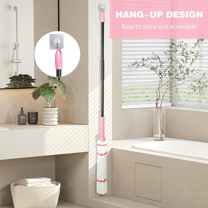 Self-Wringing Twist Mop for Floor Cleaning, 57” Long Handle Heavy Duty Microfiber Mop for Wet Mopping on Tile, Hardwood, Kitchen, Bathroom, Patio, Garage, Commercial Household Clean (Pink) - size: Complete Mop