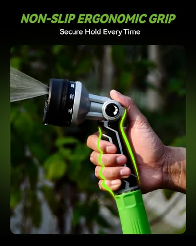 RAINPOINT Full-Metal Garden Hose Nozzle, Heavy Duty Water Hose Nozzle Sprayer With 10 Adjustable Patterns & High Flow,Thumb Control For Flow Adjustment, Ideal For Watering, Washing, Black-2 Pack - color: Black