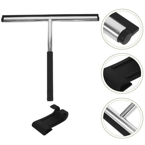 Didiseaon Stainless Steel Window Squeegee with Flexible Rubber Blade Water Removal Cleaner Wiper for Shower Doors Glass Tile Walls Bathroom and Kitchen Includes Hook for Easy Random Color