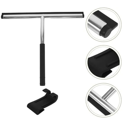 Didiseaon Stainless Steel Window Squeegee with Flexible Rubber Blade Water Removal Cleaner Wiper for Shower Doors Glass Tile Walls Bathroom and Kitchen Includes Hook for Easy Random Color