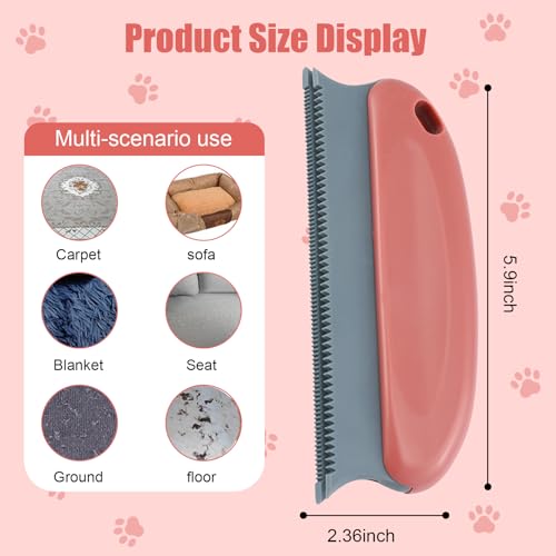 Pet Hair Remover Lint Removal Tool Loose Fur Scraper Brush for Sofa Carpet Rug Couch Fabric Furniture Clothing(Flesh Red) - color: Flesh Red