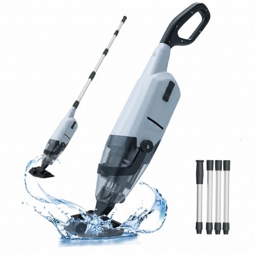 Efurden Handheld Pool Vacuum, Rechargeable Pool Cleaner with Running Time up to 60-Minutes Ideal for Above Ground Pools, Spas and Hot Tub for Sand and Debris (Grey)