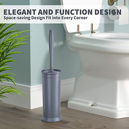 Toilet Brush, Toilet Bowl Brush with Extra Long Handle Durable Bristles Toilet Scrubber and Covered Holder for Toilet Brush Set for Bathroom Cleaning (Gray, 1 Set) - color: Gray