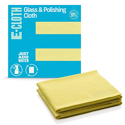 E-Cloth Glass & Polishing Cloths, Premium Microfiber Glass Cleaner, Great for Windows, Glass and Mirrors, Washable and Reusable, 100 Wash Guarantee, Daffodil Yellow, 2 Pack - color: Daffodil Yellow - 2 Pack, size: New Version