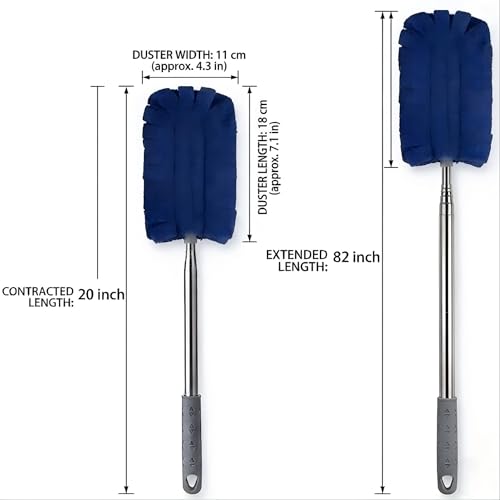 Duster Refills Reusable Pads with 20-83 Inch Extendable Pole - 10 Pack Washable 360 Degree Cleaning Kit for Ceiling Fan, Blinds and Car Interior