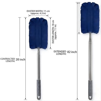 Duster Refills Reusable Pads with 20-83 Inch Extendable Pole - 10 Pack Washable 360 Degree Cleaning Kit for Ceiling Fan, Blinds and Car Interior
