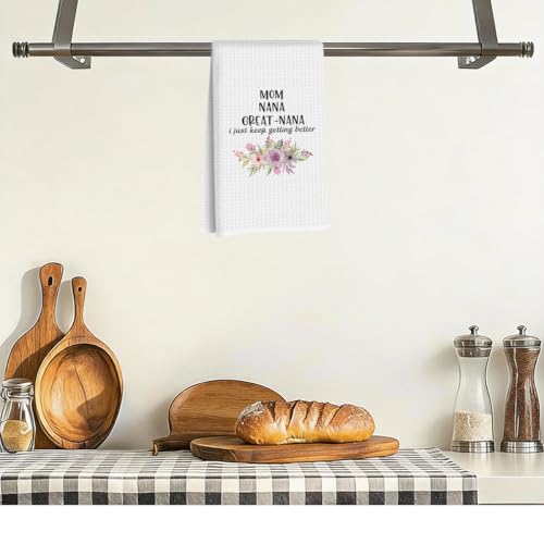 Great Grandma Dish Towels - Great Nana Gifts Reusable Dish Towel Waffle Weave Absorbent Kitchen Towels, Grandmas Hand Cloth Tea Towel, Grandma Gifts from Grandson Granddaughter (14×24 Inches) - color: Great Nana Quote
