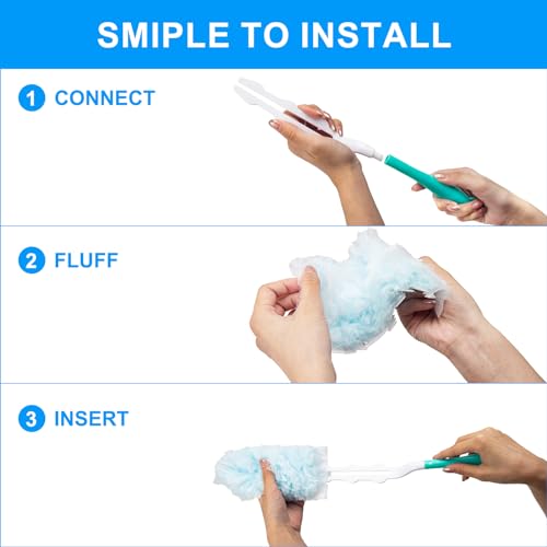 KeFanta Heavy Duty Duster Refills for Swiffer Duster, 30 Count MultiSurface 360° Duster Refills with 1 Handle, 4X Microfibers Disposable Dusters for Cleaning Home Blinds Fans Corners, Unscented