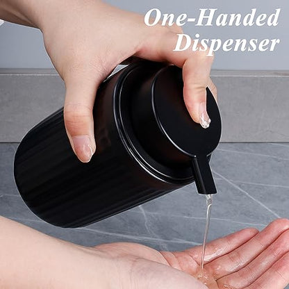 BosilunLife Dish Hand Soap Dispenser - Black Liquid Pump Soap Dispenser for Bathroom Decro 12oz Ceramic Kitchen Dish Dispenser with Rust-Proof Liquid Pump Modern Refillable Lotion Bottles - color: Black Lotion Pump