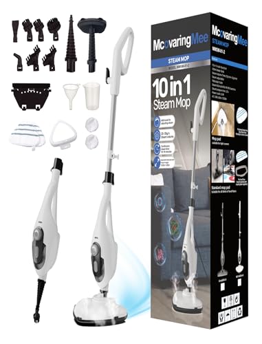 11-in-1 Steam Mop, 1550W Powerful Handheld Steam Cleaner, 260°F Multi-Functional Floor Steamer with 21.3FT Cord for Floors, Hardwood, Tiles, Grout, Windows, Kitchen, Bath, Adjustable (White) - color: White