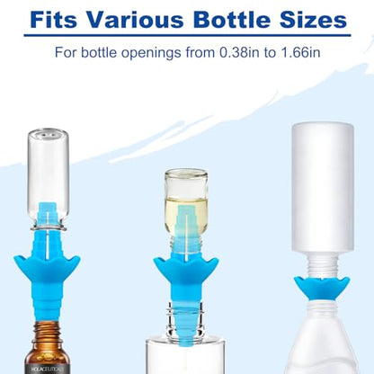 2 Pack Last Drop Universal Bottle Emptying Kit Transfer Connector for Soap, Lotion, Shampoo, Conditioner, and Kitchen,and Bathroom Use Reusable Bottle Funnel Adapter (Blue) - color: Blue