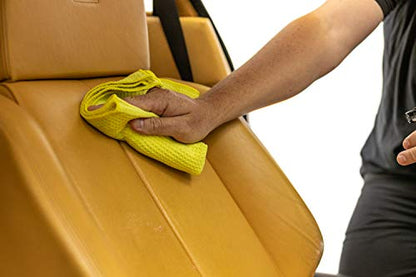 The Rag Company - Standard Waffle Weave Microfiber Towels (3-Pack) Detailing, Window, Glass and Drying, Wax & Polish, Lint-Free, Streak-Free, 370gsm, 16in x 16in, Yellow - color: Yellow, size: 16in. x 16in.