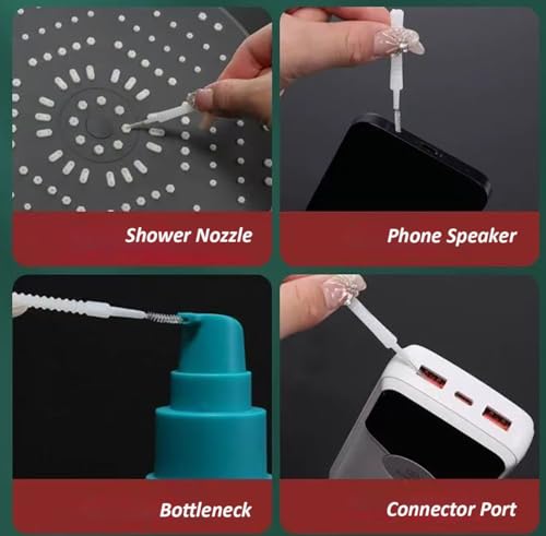 10 Pack Cell Phone Cleaning Kit Tools,Anti-Clogging Nylon Brushes Cleaner for iPhone 17 Pro Max Charging Port, Phone Speaker Mini Cleaning Brushes Compatible with Airpod 4,Camera etc - White