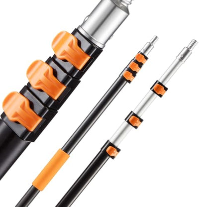 VEVOR Telescopic Extension Pole, 4-12 FT Multi-Purpose Extendable Pole, Sturdy Aluminum Alloy Paint Pole Extension with Flip-Lock Design, High Reach Roller Stick for Painting, Dusting and Cleaning - style: 4-12 FT