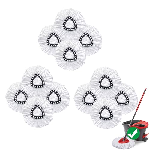 Mop Head Replacement for O-Cedar Easy Wring 1-Tank System，Exovyn Spin Mophead Replacements，Microfiber 12 Pack 360° Swivel Mop Refills，Deep Clean,Easy Cleaning，Machine Washable and Easy to Replace - size: 12 Pack