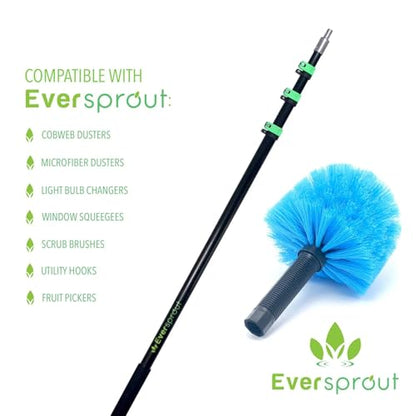 EVERSPROUT 1.5-to-3 Foot Cobweb Duster and Extension-Pole Combo & Lightweight 3-Stage Aluminum Pole | Hand-Packaged Indoor/Outdoor Use Brush Attachment - style: Cobweb Duster 3' Extension Pole