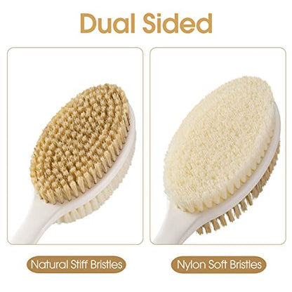 Backski Back Scrubber Anti Slip for Shower,Back Brush Long Handle with Soft and Stiff Bristles,Body Scrubber for Bath or Dry Brush(Green) - color: Green